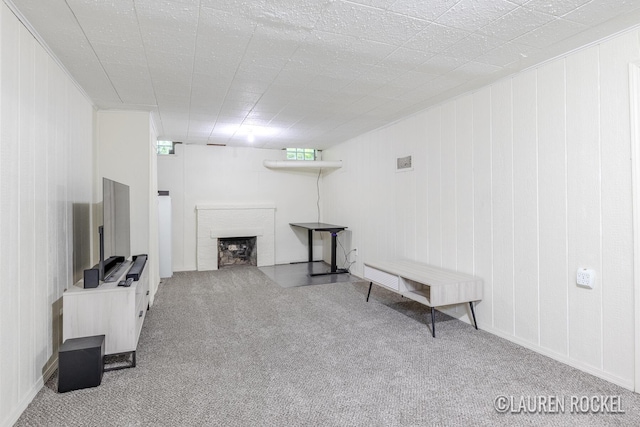 839 Joslin St SE, Grand Rapids, MI 49507 - living area with carpet floors and a fireplace