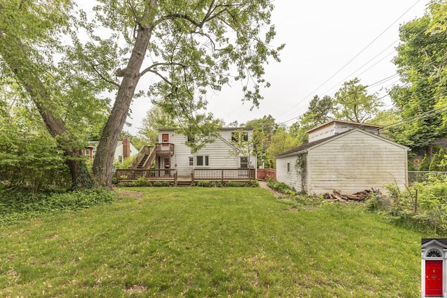 1506 Chandler Rd, Ann Arbor, MI 48105 - view of yard featuring a wooden deck and stairs