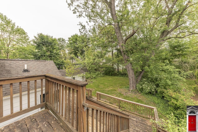 1506 Chandler Rd, Ann Arbor, MI 48105 - wooden deck featuring view of scattered trees and a lawn