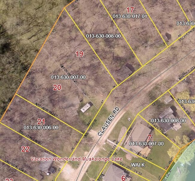 13341 Clausen Rd, Trufant, MI 49347 - aerial view of property's location with property boundaries highlighted