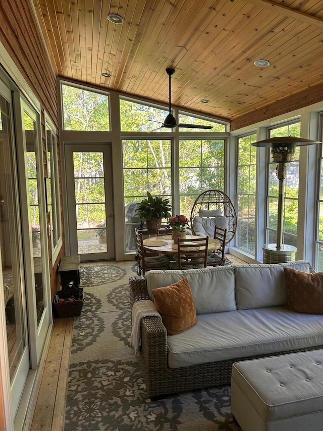 46306 Station Rd, New Buffalo, MI 49117 - sunroom featuring wood ceiling, healthy amount of natural light, and a wall of windows