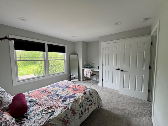 8460 Woodridge Dr, Davison, MI 48423 - bedroom featuring light colored carpet, recessed lighting, a closet, and baseboards