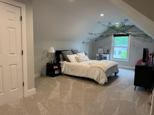 8460 Woodridge Dr, Davison, MI 48423 - bedroom with carpet, baseboards, and vaulted ceiling