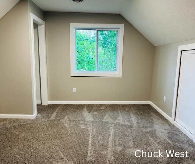 1479 Terrace St, Muskegon, MI 49442 - bonus room with lofted ceiling, carpet flooring, and baseboards