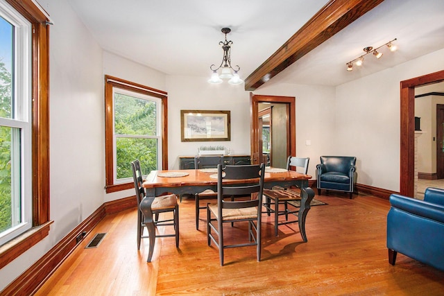 110 N O Keefe St, Cassopolis, MI 49031 - dining area with plenty of natural light, light wood-style floors, baseboards, and a chandelier