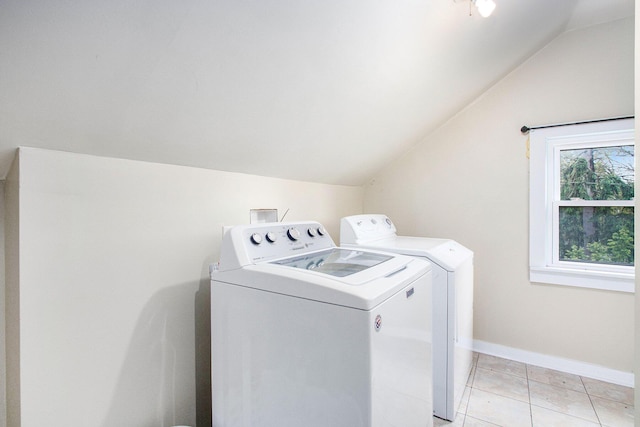 110 N O Keefe St, Cassopolis, MI 49031 - laundry room with washing machine and clothes dryer, baseboards, and light tile patterned floors