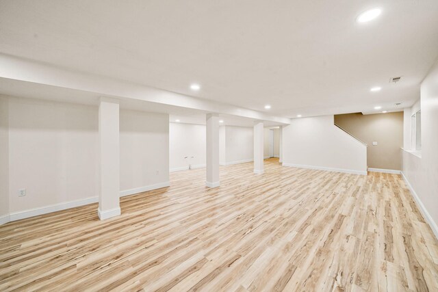 64711 Shorewood Ln, Cassopolis, MI 49031 - finished below grade area featuring light wood finished floors, recessed lighting, and baseboards