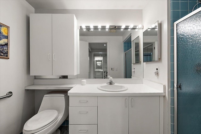 4948 Hardwoods Dr, West Bloomfield, MI 48323 - bathroom featuring vanity, toilet, and a stall shower