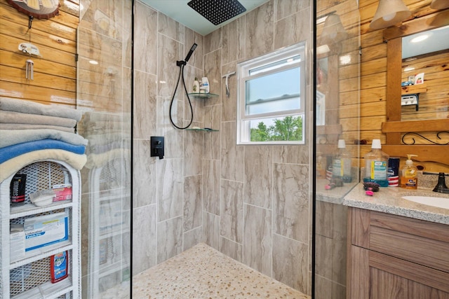 806 W Centre Ave, Portage, MI 49024 - bathroom featuring a tile shower and vanity