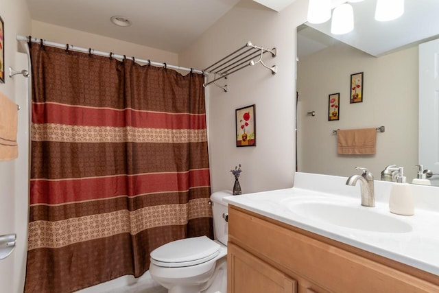 2501 Holiday House Rd, Saint Joseph, MI 49085 - full bathroom featuring toilet, vanity, and a shower with shower curtain