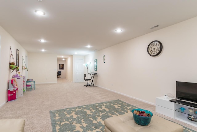 2501 Holiday House Rd, Saint Joseph, MI 49085 - recreation room with baseboards, carpet, and recessed lighting