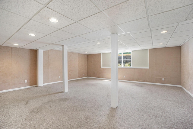 1001 Goodsell St, Otsego, MI 49078 - basement with carpet, recessed lighting, and a paneled ceiling