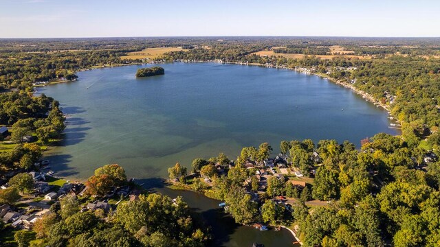 617 Ramsey Ln, Pleasant Lake, MI 49272 - aerial view of property and surrounding area featuring a forest and a nearby body of water