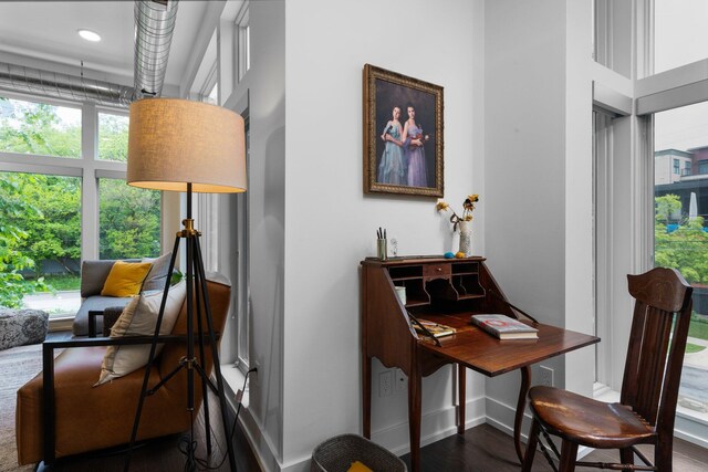 211 W Kingsley St, Ann Arbor, MI 48103 - office area featuring wood finished floors, baseboards, and recessed lighting