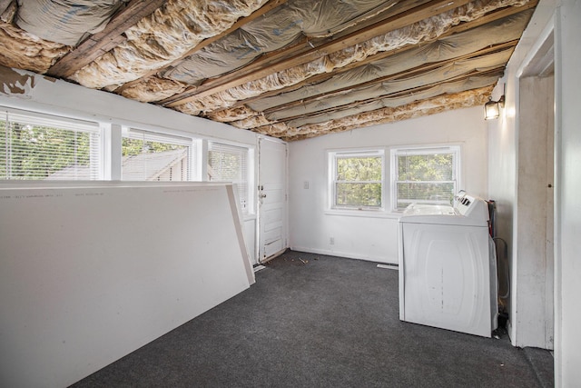 527 Jackson St W, Battle Creek, MI 49037 - basement featuring separate washer and dryer and dark carpet