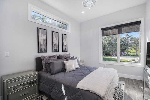 104 Highview Ct, Brooklyn, MI 49230 - bedroom featuring multiple windows, wood finished floors, baseboards, and recessed lighting