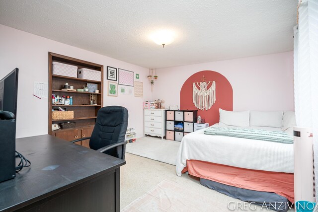 5906 Henry St, Norton Shores, MI 49441 - bedroom with carpet floors, an office area, and a textured ceiling