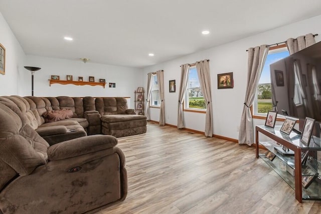 3025 Shawnee Rd, Bridgman, MI 49106 - living area featuring light wood-style flooring, recessed lighting, and baseboards