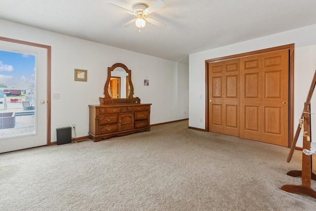 3025 Shawnee Rd, Bridgman, MI 49106 - bedroom featuring carpet floors, baseboards, and ceiling fan