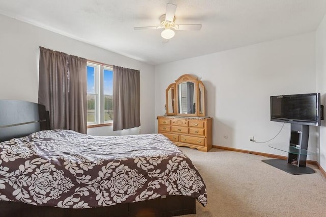 3025 Shawnee Rd, Bridgman, MI 49106 - bedroom with carpet, baseboards, and a ceiling fan