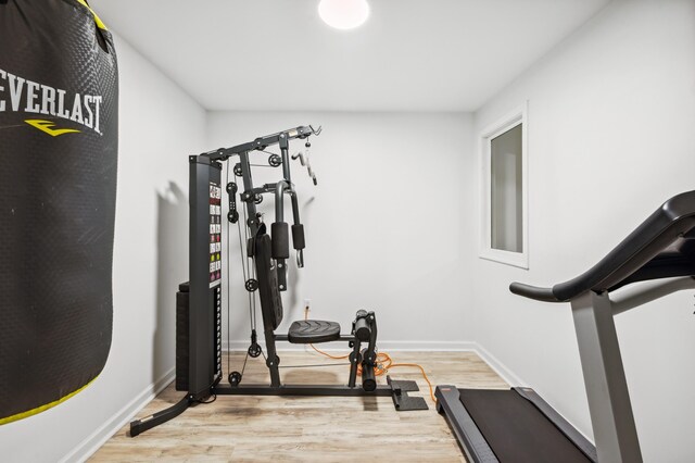 4085 Ravina Ter, Saint Joseph, MI 49085 - exercise area featuring wood finished floors and baseboards