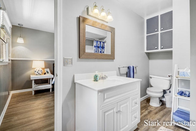 300 N 2nd Ave, Fruitport, MI 49415 - full bathroom with wood finished floors, toilet, vanity, and baseboards