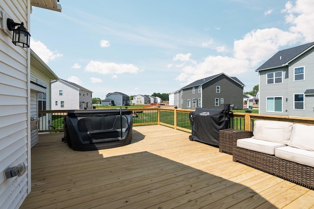 2771 Silo Dr, Saline, MI 48176 - wooden terrace featuring a residential view and area for grilling