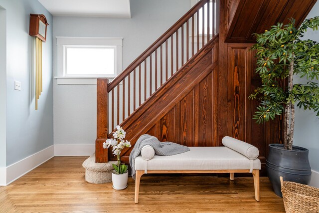 1701 Forres Ave, Saint Joseph, MI 49085 - staircase featuring baseboards and wood finished floors