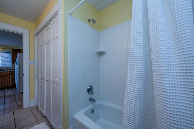 1701 Forres Ave, Saint Joseph, MI 49085 - bathroom with shower / bath combo with shower curtain and tile patterned floors
