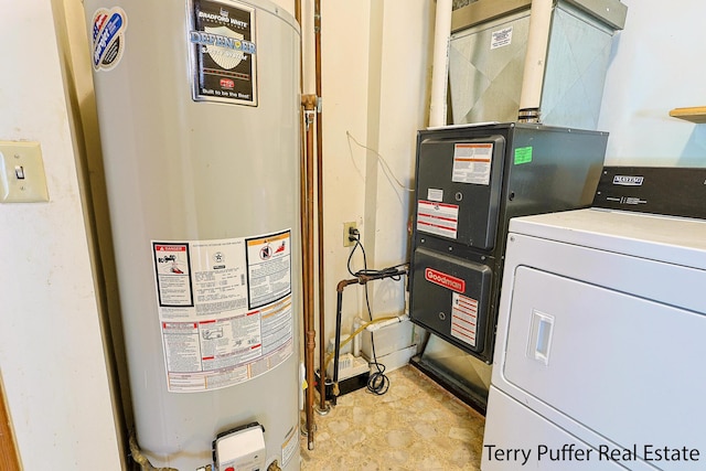 2576 Vine Ave, Muskegon, MI 49442 - utility room featuring gas water heater and washer / clothes dryer