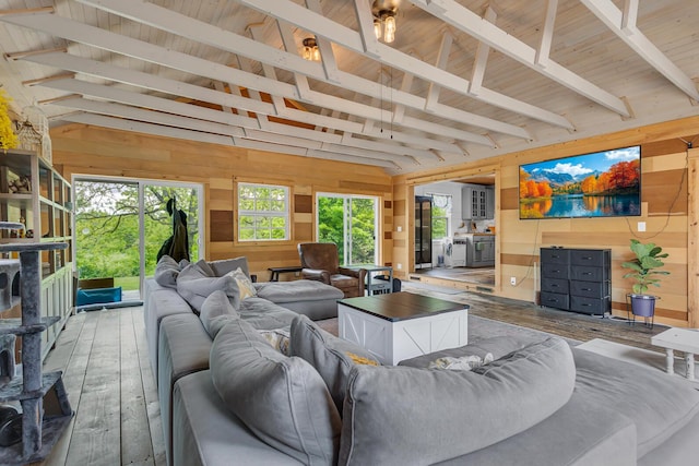 9410 US Highway 12, Brooklyn, MI 49230 - living room featuring wooden walls and wood-type flooring