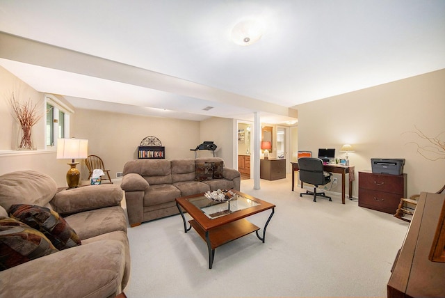 7643 Cottonwood Ln, Dexter, MI 48130 - living room with a desk and carpet floors