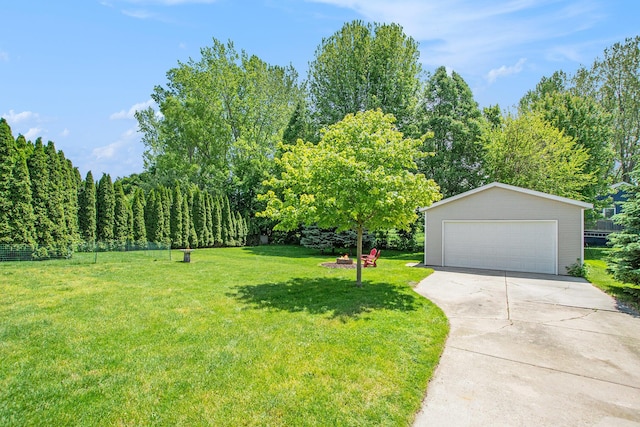 9324 Perry St, Zeeland, MI 49464 - view of green lawn featuring a garage and an outdoor structure
