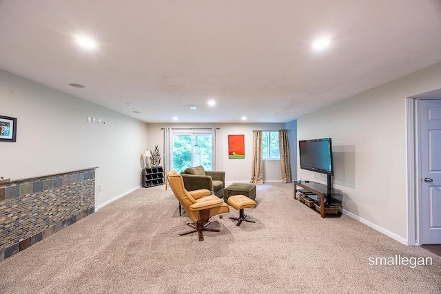 8637 Rainbows End Rd SE, Caledonia, MI 49316 - living room featuring carpet flooring and recessed lighting