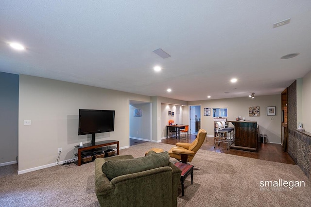 8637 Rainbows End Rd SE, Caledonia, MI 49316 - living room with a dry bar, recessed lighting, and carpet floors
