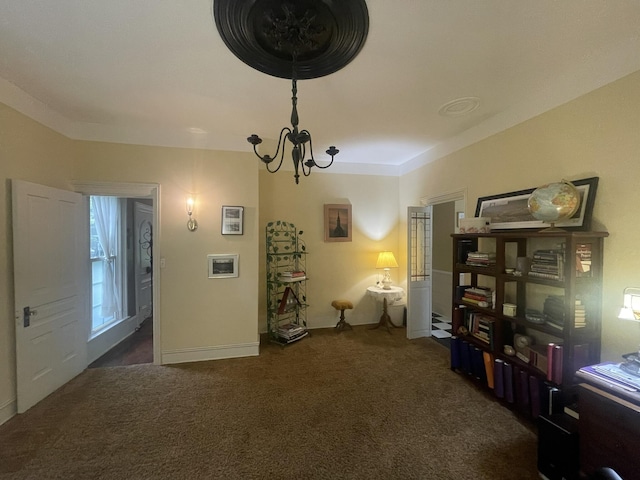 7100 Wing Lake Rd, Bloomfield Hills, MI 48301 - sitting room with a chandelier and carpet floors