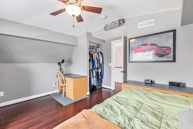 403 N Helen Ave, Rochester, MI 48307 - bedroom with vaulted ceiling, wood finished floors, baseboards, a closet, and ceiling fan