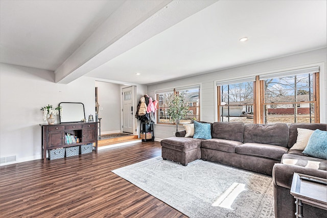 403 N Helen Ave, Rochester, MI 48307 - living area featuring dark wood-style floors, recessed lighting, and baseboards