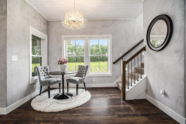 18919 I Dr N, Marshall, MI 49068 - dining room featuring healthy amount of natural light, a chandelier, wood finished floors, and stairs