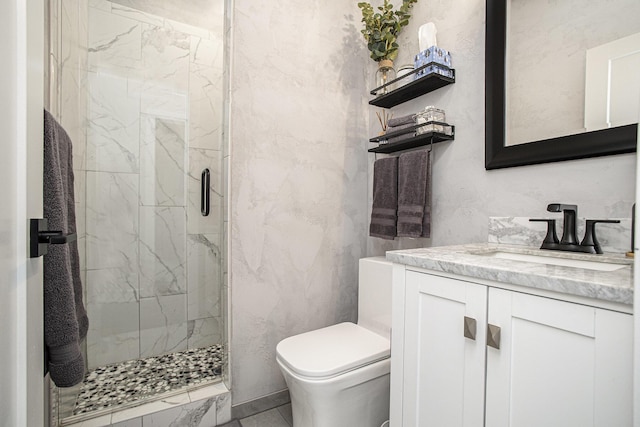 18919 I Dr N, Marshall, MI 49068 - full bathroom featuring a marble finish shower, vanity, and toilet