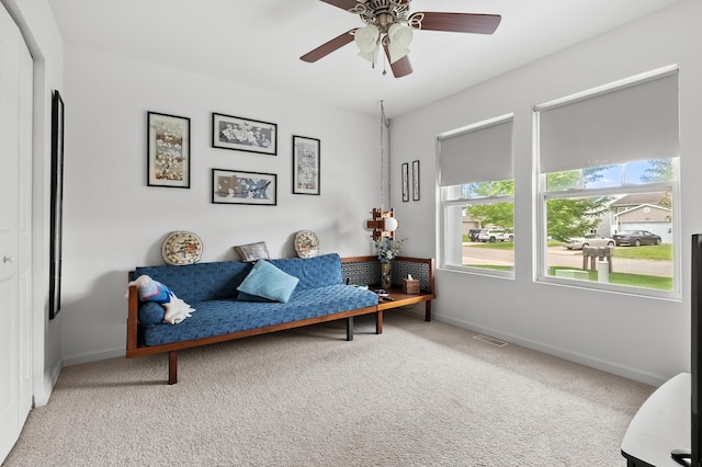 8761 Aveling Way, Richland, MI 49083 - sitting room featuring carpet, baseboards, and a ceiling fan
