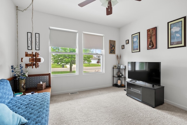 8761 Aveling Way, Richland, MI 49083 - sitting room featuring ceiling fan, carpet flooring, and baseboards