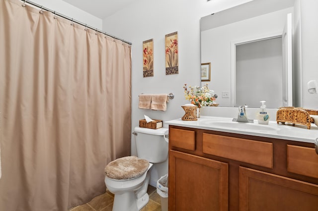 8761 Aveling Way, Richland, MI 49083 - full bath featuring toilet, vanity, tile patterned floors, and a shower with curtain