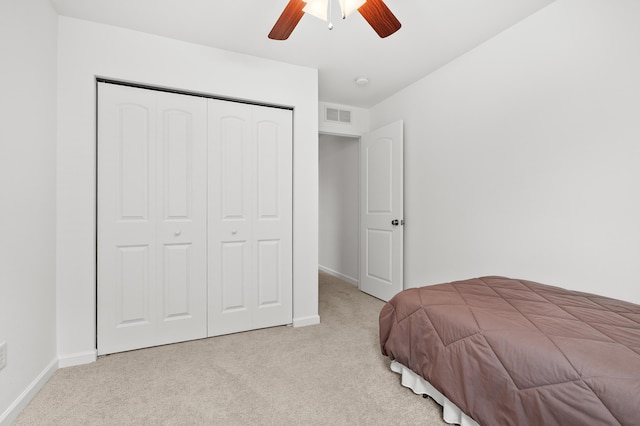 8761 Aveling Way, Richland, MI 49083 - bedroom with carpet flooring, baseboards, a closet, and a ceiling fan