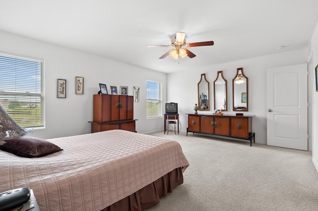 8761 Aveling Way, Richland, MI 49083 - bedroom featuring light carpet, baseboards, and ceiling fan