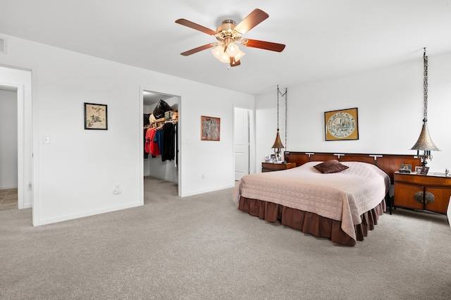 8761 Aveling Way, Richland, MI 49083 - bedroom featuring carpet flooring, baseboards, a spacious closet, ceiling fan, and a closet