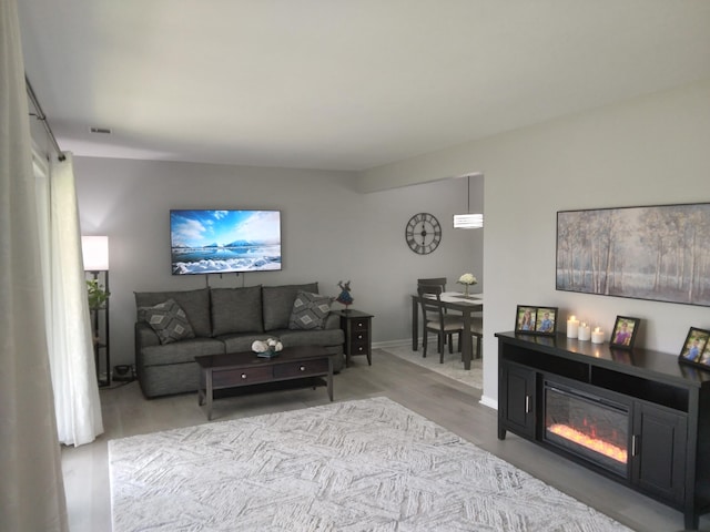 5230 Southbrook Ct Unit 78, Hudsonville, MI 49426 - living area with wood finished floors, a glass covered fireplace, and baseboards