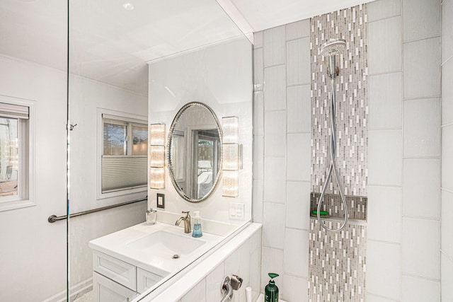 17437 Lakeview Dr Unit 100, Vandalia, MI 49095 - bathroom featuring vanity and a tile shower