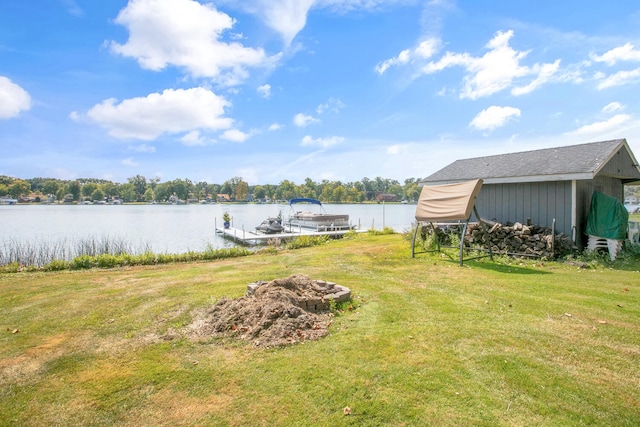 17437 Lakeview Dr Unit 100, Vandalia, MI 49095 - view of green lawn with a dock and a water view