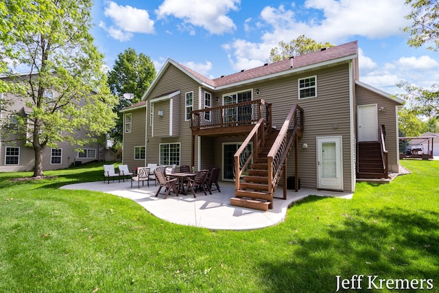 7153 Keystone Ct, Jenison, MI 49428 - rear view of property with stairway, a patio area, a wooden deck, and a yard